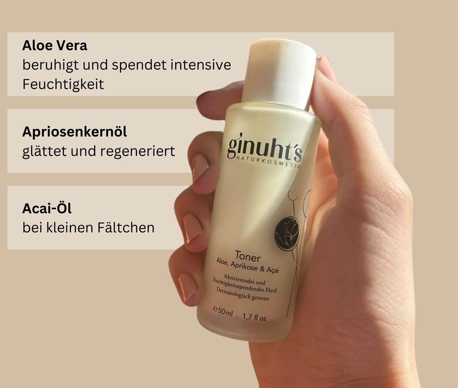 Toner Aloe, Aprikose & Açai, 50ml