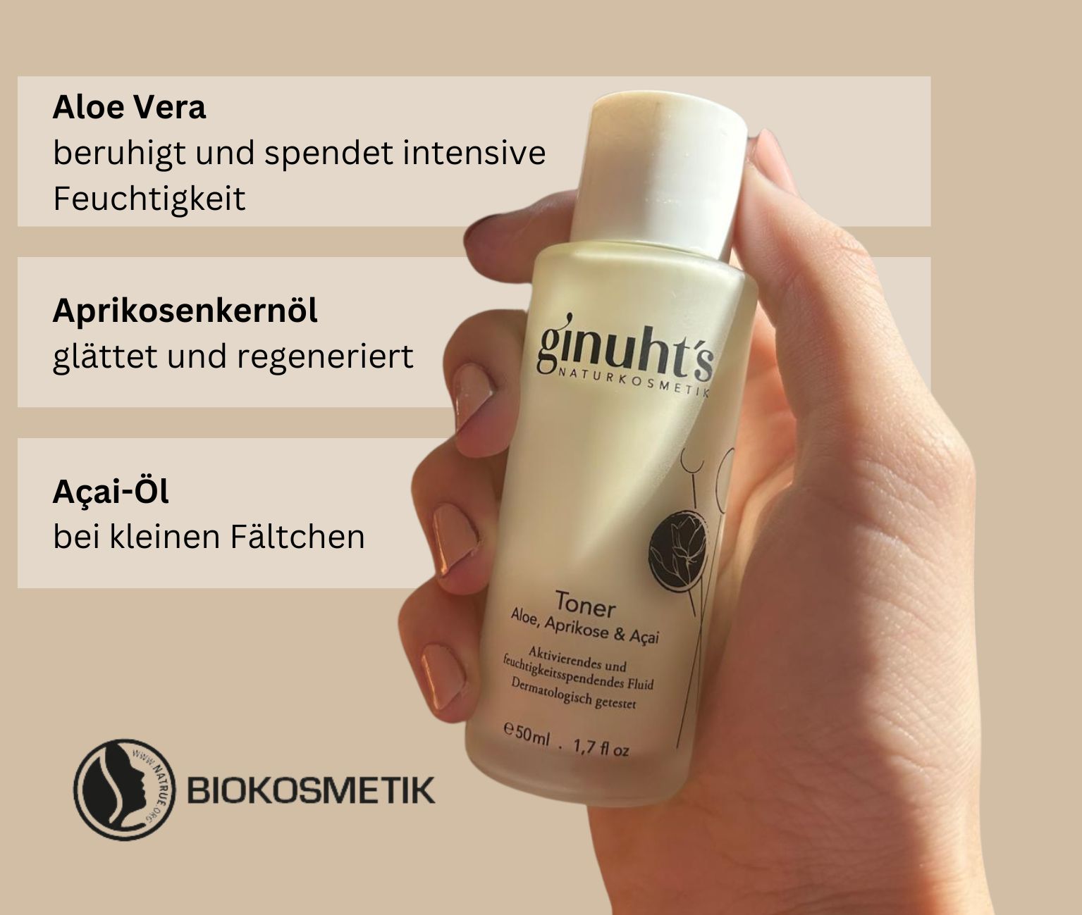 Toner Aloe, Aprikose & Açai, 50ml